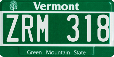 VT license plate ZRM318