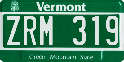 VT license plate ZRM319