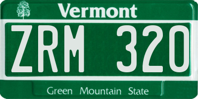 VT license plate ZRM320