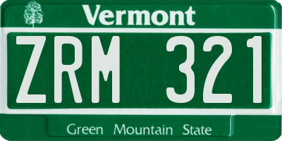 VT license plate ZRM321
