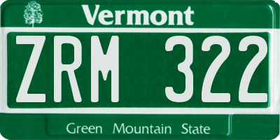 VT license plate ZRM322