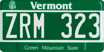 VT license plate ZRM323