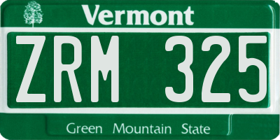 VT license plate ZRM325