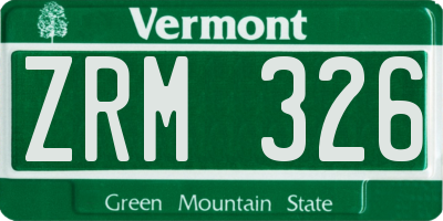 VT license plate ZRM326