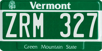 VT license plate ZRM327