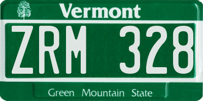 VT license plate ZRM328