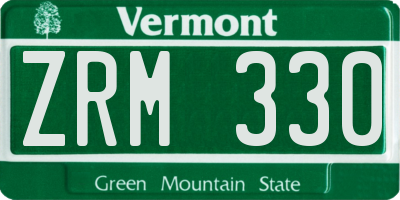 VT license plate ZRM330