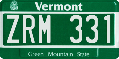 VT license plate ZRM331