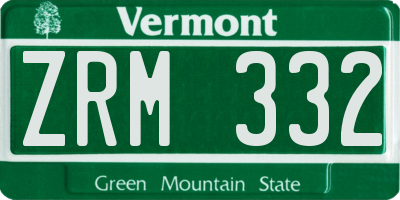 VT license plate ZRM332