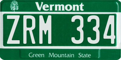 VT license plate ZRM334