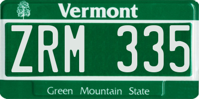 VT license plate ZRM335