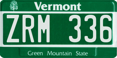 VT license plate ZRM336