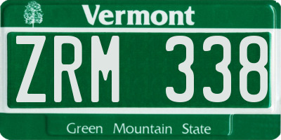 VT license plate ZRM338