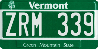 VT license plate ZRM339