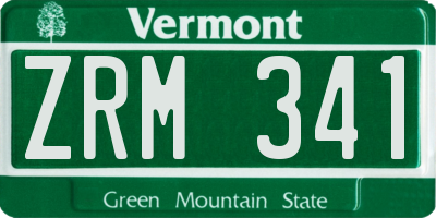 VT license plate ZRM341