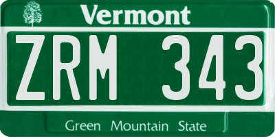 VT license plate ZRM343