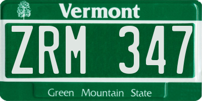 VT license plate ZRM347
