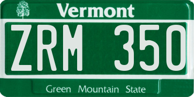 VT license plate ZRM350