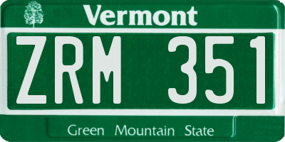 VT license plate ZRM351