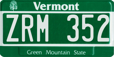 VT license plate ZRM352