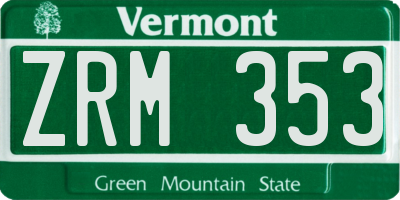 VT license plate ZRM353