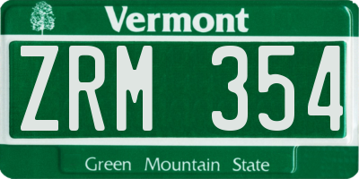 VT license plate ZRM354