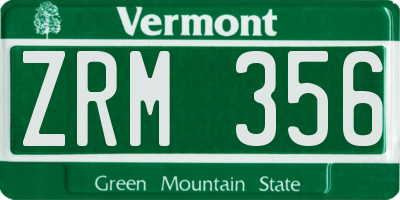 VT license plate ZRM356