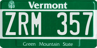 VT license plate ZRM357