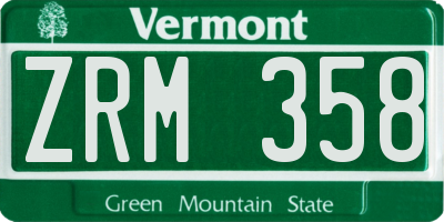 VT license plate ZRM358