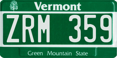 VT license plate ZRM359