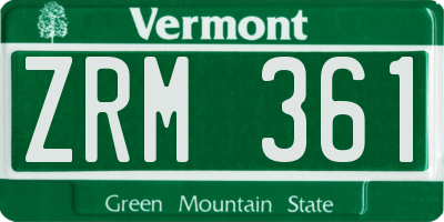 VT license plate ZRM361