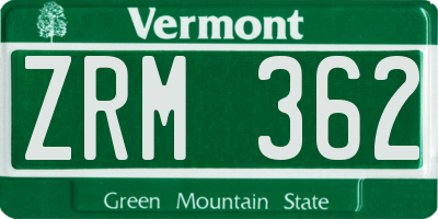 VT license plate ZRM362