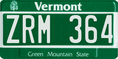 VT license plate ZRM364