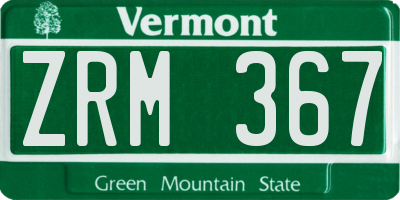 VT license plate ZRM367