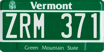 VT license plate ZRM371