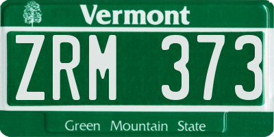 VT license plate ZRM373