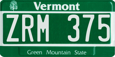 VT license plate ZRM375
