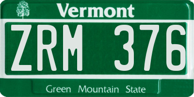VT license plate ZRM376