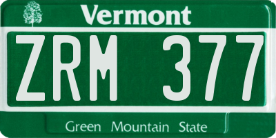 VT license plate ZRM377