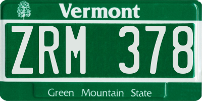 VT license plate ZRM378