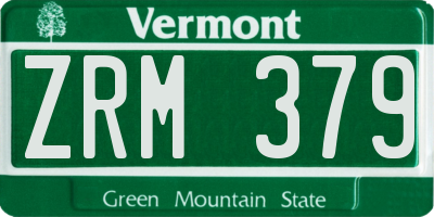 VT license plate ZRM379
