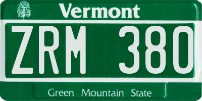 VT license plate ZRM380