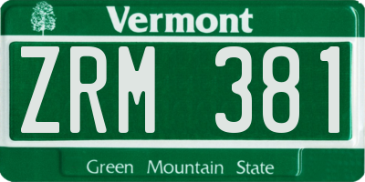 VT license plate ZRM381