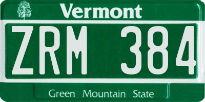 VT license plate ZRM384