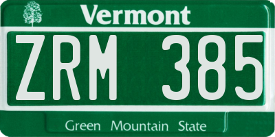 VT license plate ZRM385