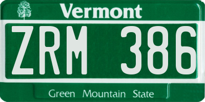 VT license plate ZRM386