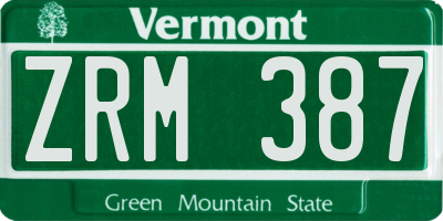 VT license plate ZRM387