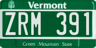 VT license plate ZRM391
