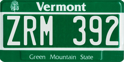 VT license plate ZRM392
