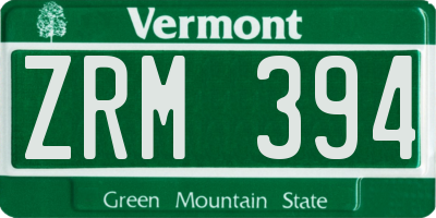 VT license plate ZRM394
